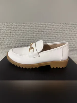 Cushionare Memory foam White Loafers with Gold Bit Detail thumbnail 7