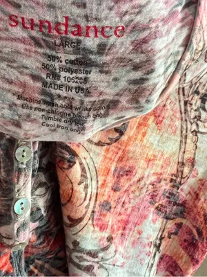 Sundance Pink Floral V-Neck‎ Long Sleeve Top size Large thumbnail 2