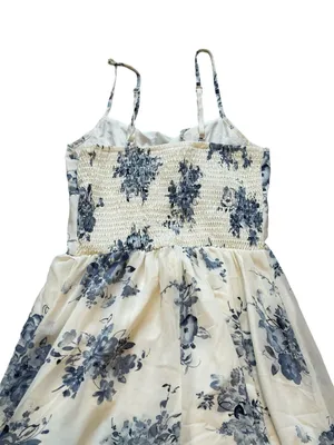 Womens Floral Midi Sundress Milkmaid Empire Waist Tie Front Ruffles Cottagecore thumbnail 5
