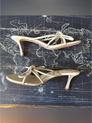 KOKO + Palenki “Barely Ice” Leather String Bow Slide Heels – Nude/Ice – Size 8 thumbnail 9