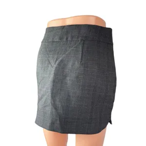 Zara Womens Dark Gray Plaid Check High Rise Office Mini Straight Pencil Skirt XS thumbnail 3