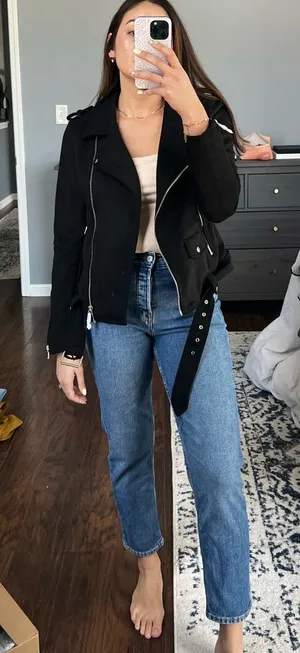 NWT Black Suede Moto Jacket Size M thumbnail 1