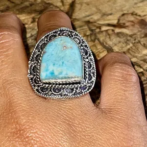 Caribbean Larimar Ring Size 7 Blue thumbnail 5