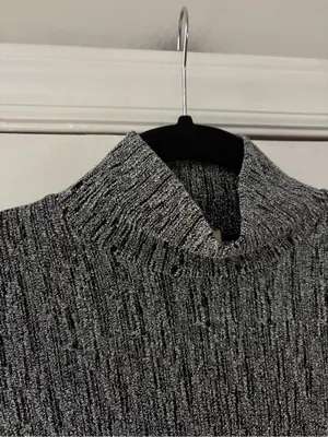 SEZANE Silver Nemy Jumper Size XS Metallic Mock Neck Turtleneck Top Long Sleeve thumbnail 8