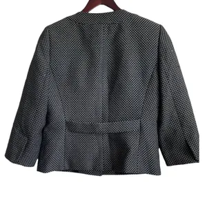 Alex Marie Women Classic Professional Blazer 8 Black White Textured Button Front thumbnail 2