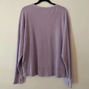Aerie Purple Thermal Waffle Knit Long Sleeve Shirt Loungewear Women size Medium thumbnail 5