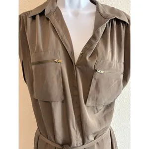 Express Taupe Utility Shirt Dress Sleeveless Mini with Belted‎ Waist - Size M thumbnail 3