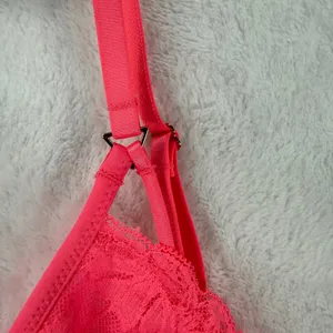 Aerie Real Good Lace Bralette Neon‎ Pink Floral V-Neck Mesh Longline Small thumbnail 3