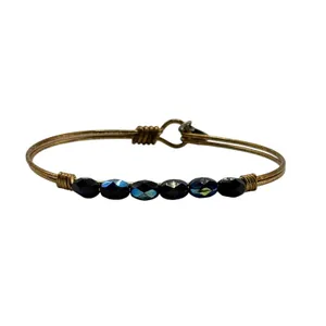 Luca + Danni Bangle Bracelet Gold Black‎ Blue Crystal Beaded Stackable L+S USA thumbnail 2