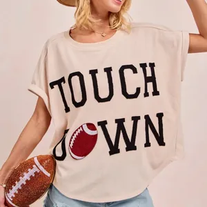 BiBi‎ Game Day Touchdown Letter Patches Waffle Short Top thumbnail 1