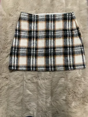 Loft Brushed Plaid Mini Skirt Size 12 thumbnail 3