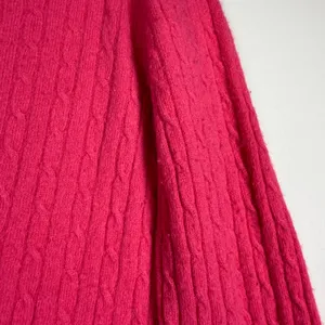 J Crew Wool Cashmere Blend Crew Neck Cable Knit Sweater Size M Pink thumbnail 7