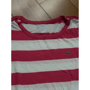 Lacoste Womens Pink White Stripe‎ Long Sleeve Crew Neck Shirt Top Size 40 thumbnail 2