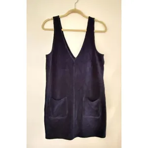 Marine Layer Leighton Navy Blue Corduroy V Neck Shift Pinafore Dress Pocket Sz M thumbnail 2
