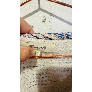 MADEWELL Blue White V- Neck Long Sleeve Cotton Sweater size Extra Large thumbnail 4