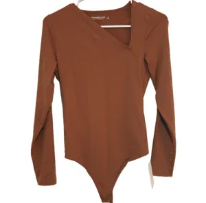Womens Abercrombie & Fitch Soft AF Brown V Neck Long Sleeve Bodysuit Size Small thumbnail 1