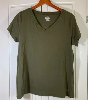 Noble Outfitters Womens 1X Olive Green Tag-Free V-Neck Short Sleeve Tee Shirt thumbnail 1