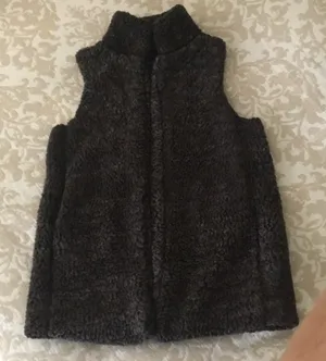 Sherpa shearling fleece teddy bear brown vest Small thumbnail 1