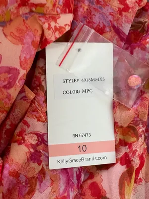 NWT Taylor Floral Tiered Maxi Dress Size 10 Pink Orange Ruffle Peplum thumbnail 4