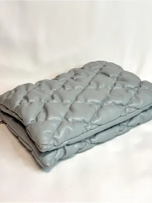 Zara Quilted Chain-Shoulder Bag - Light Gray thumbnail 5