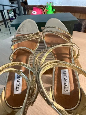 Steve Madden Metallic Gold Multi-Strap Stiletto Sandals thumbnail 4