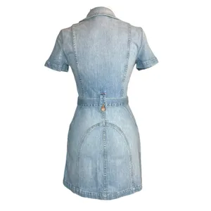 Alice + Olivia Jeans Blue Denim‎ Mini Dress Size 2 Zipper Front Pockets Belted thumbnail 7