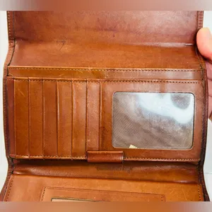 Vintage Dooney & Bourke All Weather Leather Checkbook Wallet, Taupe/British Tan thumbnail 7