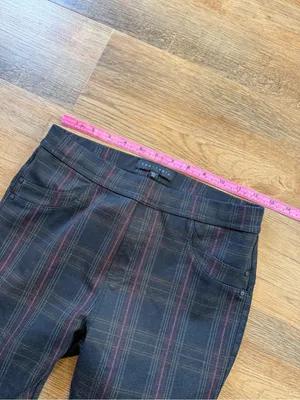 Sanctuary Plaid Slim Ankle Pants in Black with Burgundy and Charcoal thumbnail 6