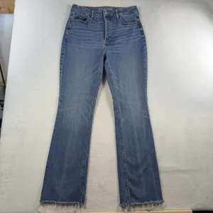 Old Navy 12 Kicker Bootcut Jeans Extra High-Rise Smooth Pockets‎ Stretch Raw Hem thumbnail 3