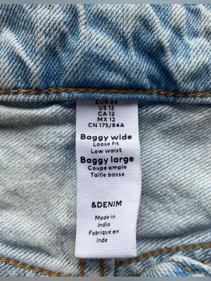 H&M baggy wide leg loose fit mid rise button fly light wash denim jeans 12 thumbnail 3
