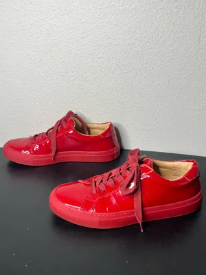 Greats Brooklyn Red Patent Leather Lace Up Sneakers Size 8.5 thumbnail 3