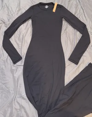 Skims Fits Everybody Crew Neck Long Sleeve Dress ‘Onyx’ thumbnail 2