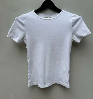 ROLLA’S White Ribbed Crewneck Fitted T-Shirt Small thumbnail 1