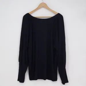 LOFT Womens XL Navy Blue Bishop Sleeve Ribbed Cuff Boat Neck Knit Blouse Top thumbnail 5