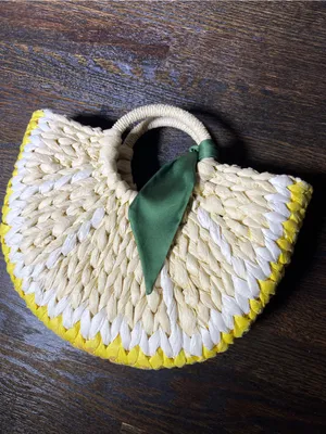 A New Day Straw Woven Lemon Tote Handbag thumbnail 3