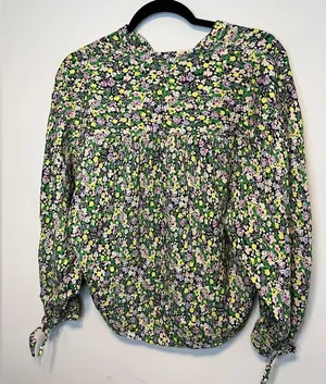 Anthropologie Maeve Ashleigh Puff-Sleeved Button Down Ditsy Floral Blouse thumbnail 14