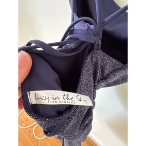 Lucy in the Sky Navy Sparkle Ruched Mini Dress Spaghetti‎ Straps thumbnail 3
