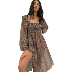NWT For Love & Lemons Brittany Floral Sheer Ruffled MIDI Balloon Sleeve Dress XS thumbnail 3