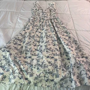 V Neck Floral Corset Midi Summer Wedding Guest Dress thumbnail 3