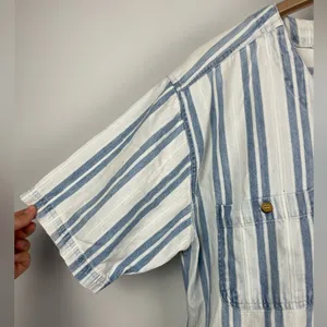 Vintage Erika Blues White Blue Striped Chambray Short Sleeve Button Up Shirt‎ thumbnail 2