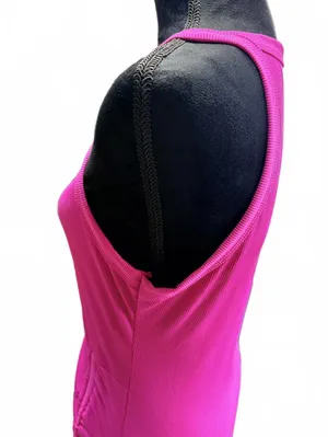 SHEIN Pink Ruched Bodycon Midi Dress Sleeveless Side Slit Sexy Party XL Hot Pink thumbnail 3