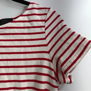 Lumiere Womens Large Red Ivory Striped Cotton Romper NWT Nautical Coastal thumbnail 2
