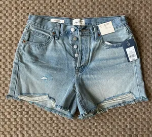 Universal Thread Mid-Rise 90s Baggy Distressed Denim Shorts with Button Fly thumbnail 1