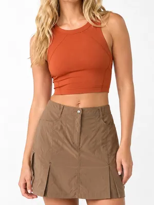 Warmpeace Khaki Utility Hiking Mini Skirt Size L Gorpcore Cargo Y2K thumbnail 1
