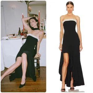 LPA Revolve Womens Giovanna Gown Black Strapless Ruffle High-Low Formal Dress XS thumbnail 2
