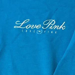 PINK Victoria's Secret Love Pink 1/4 Zip Sweatshirt Blue Large thumbnail 2