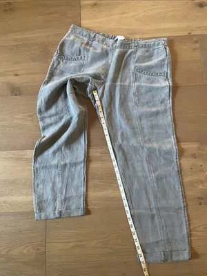C&C California Linen Lyocell Cropped Pull On Pants Gray Size Large thumbnail 5