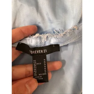 Forever 21 Blue Satin Lace Trim Cami Top Size Medium Adjustable Straps thumbnail 6