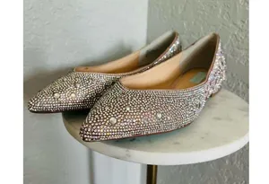 BETSEY JOHNSON Rhinestone Crystal Pavé Pointed Toe Flat, SPARKLE, Size 8.5, NWOT thumbnail 11
