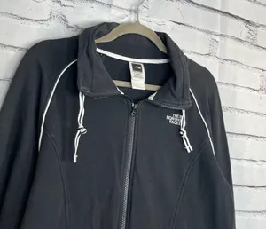 The North Face Women’s XL Fleece Softshell Full-Zip Pullover Jacket Black White thumbnail 3